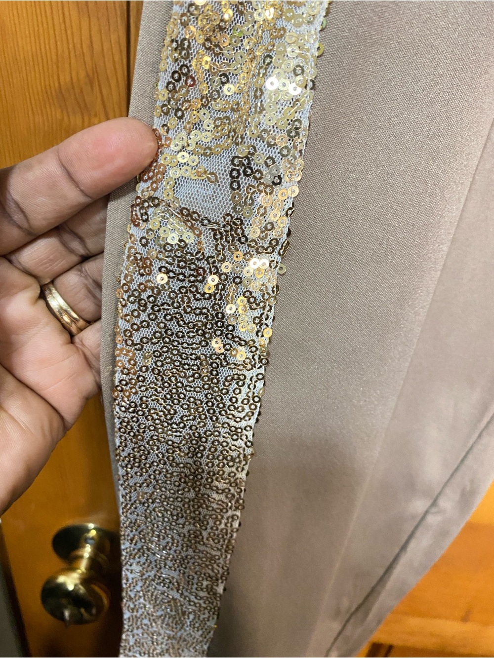 Plus Size Unbranded Sequin Heart Lounge Set in Taupe - Picture 5 of 6